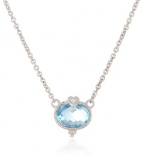 Judith Ripka La Petite Oval Stone with Heart Blue Pendant Necklace