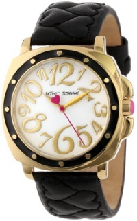 Betsey Johnson Women's BJ00044-02 Analog Black Quilted Heart Strap Watch