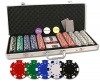 Da Vinci 500 Poker Set with Chips, Case, Dealer Buttons, Cards, Cut Cards, and Dice