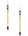 GUESS Gold-Tone Tassel Earrings with Blue Ston, GOLD