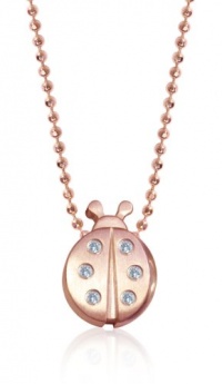 Alex Woo Little Luck Diamond and 14kt Rose Gold Ladybug Pendant Necklace