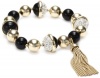 Anne Klein Caelestia Gold-Tone Jet and Crystal Stretch Tassel Bracelet