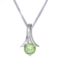 6mm 0.85 CT Peridot Pendant in Sterling Silver with 18 Chain