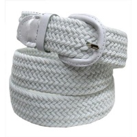 White Braided Elastic Stretch Belt