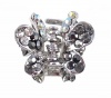 Hair Clip - H2- Crystal Butterfly Flower - Sm Size (7/8 x 11/16) ~ Hematite (Gunmetal Gray / Grey)