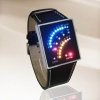 LED Watch Futuristic Japanese Style Multicolor LED Watch with Black Strap - Tells Time By Colourful Arcs of 29 Individual Leds