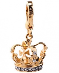 Juicy Couture Charm Gold Crown 3D Charm w Clear Pave Accents Gold Plated Bracelet Charm YJRU4613