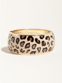 GUESS Gold-Tone and Leopard Hinge Cuff Bracele, GOLD