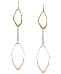 Delicate by design. Three slim cut-out links adorn BCBGeneration's subtle linear earrings. Crafted in rose gold, gold and silver-plated mixed metal on ear wire. Approximate drop: 6 inches.