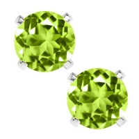 2.00 Ct Green Peridot 925 Sterling Silver Stud Earrings 6MM