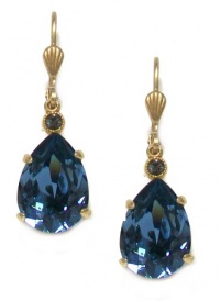 Catherine Popesco 14K Gold Plated Montana Blue Swarovski Crystal Teardrop Earrings