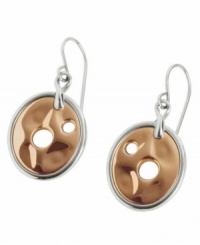 The perfect mix. Breil's polished earrings feature an oval-shaped ion-plated rose gold drop set in stainless steel. Approximate drop: 1 inch.