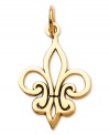 Fabulously french! This adorable Fleur-de-Lis charm features a crafty cut-out design in 14k gold. Chain not included. Approximate length: 9/10 inch. Approximate width: 1/2 inch.