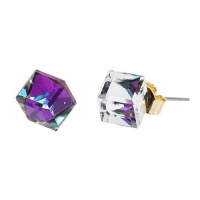 Swarovski Crystal Cube Stud Earrings-7mm Rainbow Color Swarovski Crystal Fashion Stud Earring by GemGem Jewelry