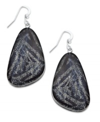 Take a walk on the wild side with these glam earrings from Style&co. Zebra printed plastic beads dusted with glitter dangle from shiny silver tone hooks. Approximate drop: 1-5/8 drop.