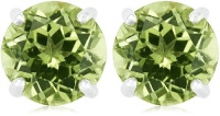 Sterling Silver 6mm Round Peridot Earrings