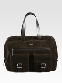 Handsomely designed to carry all of your essentials in style with endless versatility, this roomy weekender is rendered in a split suede with embossed corduroy print and a signature logo detail.Zip closureDouble top handlesExterior zip, flap pocketsInterior zip pocketLogo cotton liningSuede18W x 12H x 7DImported