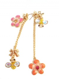 Cute Bee and Flower Mismatch Drop Earrings