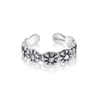 925 Sterling Silver Toe Ring Flower Blooming, One Size Fits All