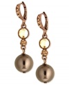 Have yourself a ball with this pair of drop earrings from Givenchy. Crafted from brown gold-tone mixed metal, the earrings dazzle with glass pearl and stone accents. Approximate drop: 1-1/2 inches.