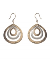 Bring your look to the next level with chic, versatile style. Complement your gold and silver jewelry with Kenneth Cole New York's two tone mixed metal teardrops. Approximate drop: 1-3/4 inches.