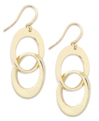 Alfani's dangling drop earrings bring a a chic, double link design. Crafted in gold tone mixed metal. Approximate drop: 2 inches.