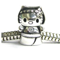 Queenberry Sterling Silver Kitty Cat Clear Cz Bead For Pandora Troll Chamilia Biagi European Charm Bracelets