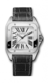 Cartier Midsize W20106X8 Santos 100 Automatic Leather Watch