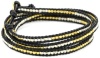 Chan Luu Gold Vermeil and Silver Bead Black Leather Wrap Bracelet