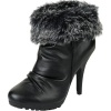 Breckelle'S Vera-21 Black Faux Leather Fur Ankle Booties, Size: 6 (M) US [Apparel]