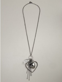 GUESS Open Heart Long Charm Necklace, HEMATITE MULTI