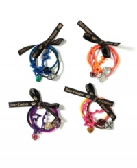 Simply charming. These lovely little accessories from Juicy Couture will dress your tresses in an assortment of signature charms, beads and unexpected ornaments. Presented in packs of three in a kaleidoscope of colors.