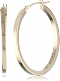 Duragold 14k Yellow Gold Square Hoop Earrings, (1.2 Diameter)