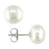 Bling Jewelry Silver 7.5-8 mm Freshwater Pearl Button Earrings