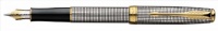 Parker Sonnet Sterling Ciselé Medium Point Fountain Pen with Golden Trim, Silver (1743551)