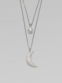 This multi-row design features rhinestone accented sun and moon pendants on link chains. BrassGlass stonesLength, about 17 to 18 adjustablePendant size, about 1¾Lobster clasp closureImported 