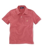 An adorable pocketed polo shirt is crafted from super-soft cotton jersey for a breathable, comfy fit.