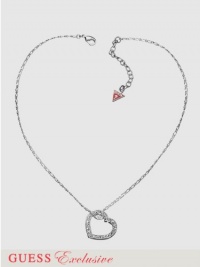 GUESS Open Pave Heart Necklace, SILVER