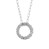 Sterling Silver Swarovski Cubic Zirconia Small Circle Pendant Necklace, 18