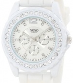 XOXO Women's XO8040 Rhinestone Accent White Silicone Strap Watch