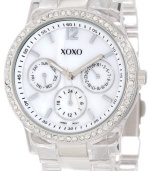 XOXO Women's XO5529 Clear Bracelet with Rhinestones on Silver Case Watch