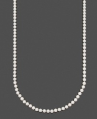 Timeless elegance in polished pearls by Belle de Mer. Capture elegance with AA Akoya cultured pearls (6-6-1/2 mm) set in 14k gold. Approximate length: 24 inches.