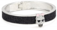 Betsey Johnson Pendants and Bangles Crystal Skull Glitter Hinged Bangle Bracelet