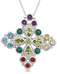 Sterling Silver and Multi-Gemstone Kaleidoscope Diamond Pin