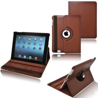 Ionic Rotating Stand Leather Case with SLEEP AND WAKE Function For Apple iPad 2, iPad 3, iPad 4 (Brown)