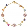 Single-strand Paradise Bracelet in 18kt Hand-engraved Gold with an Organic Mix of Pearls and Semi-precious Colored Stone