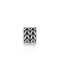 Diagonal lines make a chevron pattern on the sterling silver bead, to add graphic interest to your chain or bracelet. Donatella is a playful collection of charm bracelets and necklaces that can be personalized to suit your style! Available exclusively at Macy's.