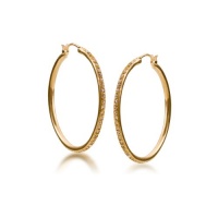 Carolee Gold Over Sterling Silver and Crystal Hoop Earrings