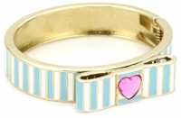 Betsey Johnson Farmhouse Striped Heart Bangle Bracelet