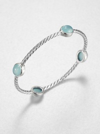 From the Renaissance Collection. Let this beautiful piece take you back in time with cabochon aqua chalcedony stations on an iconic sterling silver cable design. Aqua chalcedonySterling silverDiameter, about 2.25Slip-on styleImported 